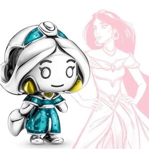 Disney Jasmine Teal and silver Enamel Charm Bracelet Bead